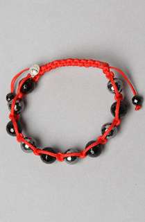Pangea Life Essentials The Faceted Shiny Onyx Bracelet in Red 