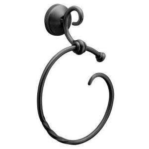 MOEN Sienna Wrought Iron Towel Ring in Black DN4986BK at The Home 