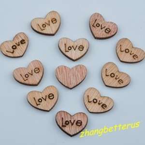 100 Pcs Heart Wood Love Loose beads charms findings 15×12mm  