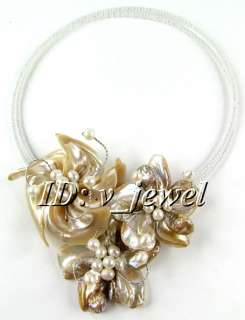 4MM pearl shell flower necklace VJ  