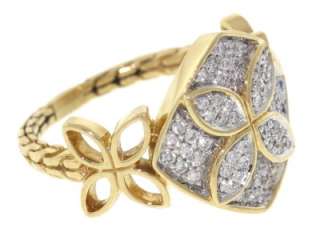Authentic John Hardy Solid 18K Yellow Gold Diamonds Women Ring  