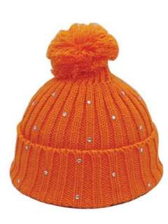 Kinder Beanie Mütze   NEON   Strass   Orange  Bekleidung