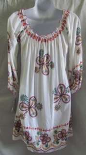 QUOTATION New White Flower Peasant Embroidered Dress S  
