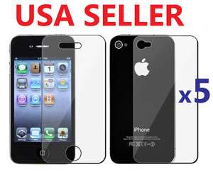 5X Clear Screen Protector Front+Back Cover Shield Full Body iPhone 4 
