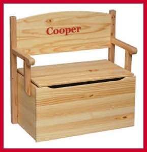 Little Colorado BENCH TOY BOX Kids Wooden PERSONALIZED  