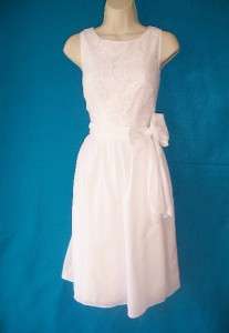 ADRIANNA PAPELL White Crochet Lace Sleeveless Casual Cocktail Dress 12 