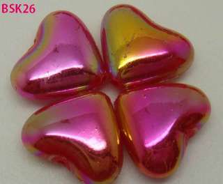   chromatic Heart Acrylic Plastic Loose Jewelry Beads 15MM BSK  