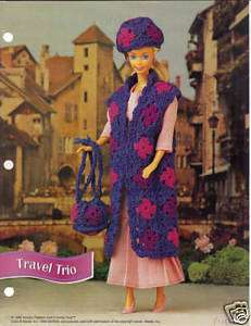 Crochet Fashion Doll Pattern TRAVEL TRIO OUTFIT  