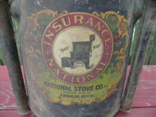 Antique Insurance National Stove Sanitary Top Lorain OH Fuel Tank 