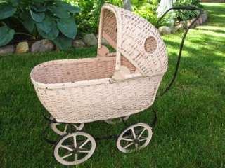   BEND TOY Rattan Wicker Baby Doll Carriage / Stroller Vintage  