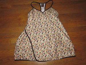NIKE FUNKY UNIQUE TENNIS DRESS SQUARE SHAPES BROWN PEACH FUN SMALL S 