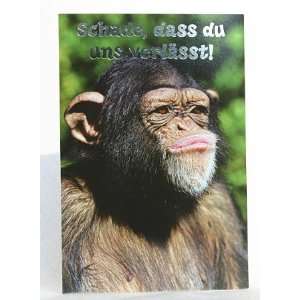 Witzige Abschiedskarte Schimpanse  Bürobedarf 