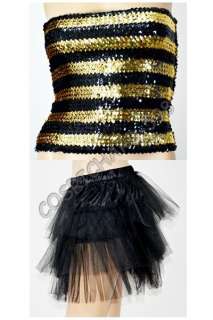 New Sexy Burlesque Girl Halloween Costume Bumble Bee Outfit Womens 