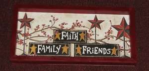 PRIMITIVE COUNTRY FAMILY FAITH FRIENDS FRAMED WALL DECO  