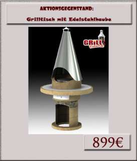 Grilltisch mit Edelstahlhaube Holzkohlegrill Barbecue  