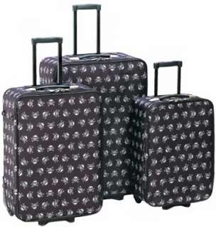 Gothic SKULL Print 3pc Luggage Set Suitcase Wheels  