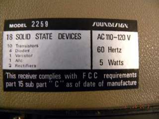Vintage Soundesign Portable AM/FM Radio AC/DC Model 2259  