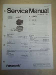 Panasonic Service Manual~SL SW870 Shock Wave CD Player~Original  