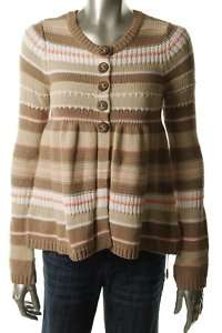 NWT Free People Stripe Ruffled Cardigan Sweater M  