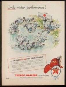 1955 Dalmatian puppy ice skating Texaco gas print ad  
