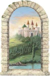 Castle View through Stone Window Peel & Stick Mural #1  