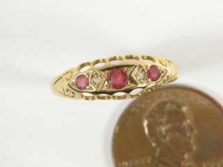ANTIQUE ENGLISH 18K GOLD GARNET DIAMOND RING 1907  