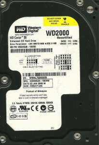 WESTERN DIGITAL 200GB WD2000JB 19GVA0 IDE DCM HSBACTJAA  