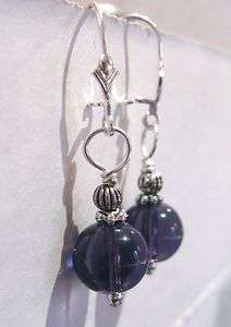   Olde Castle Arts • Gazing Ball Earrings   Violet Purple Glass  