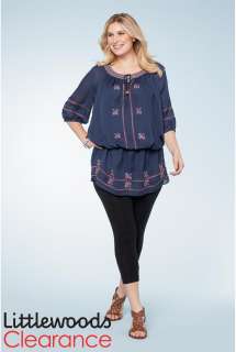 So Fabulous Gypsy Tunic In Indigo Size 14  