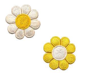 Lot Daisy White Yellow Flower Hippie Embroidered Iron on Patch Craft 