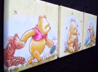 3X DEEP EDGE CANVAS PICTURES CLASSIC WINNIE THE POOH  