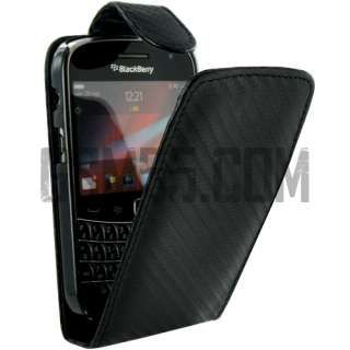   Étui Housse à Clapet Design Carbone Noir pour BlackBerry 9900 Bold