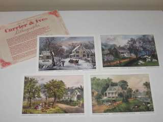 Currier & Ives Lithographs American Homestead 4 Seasons  