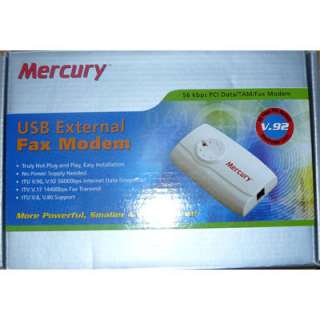 MERCURY V92 56K EXTERNAL USB DATA VOICE FAX MODEM NEW  