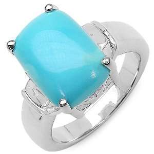  4.10 Carat Genuine Turquoise Sterling Silver Ring Jewelry