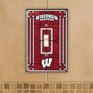 Wisconsin Badgers   NCAA Art Glass Single Switch Plate Cover  