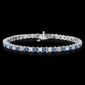   carat white & blue diamonds tennis bracelet gold 