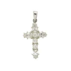    925 Sterling Silver White Cubic Zirconia Cross Pendant Jewelry