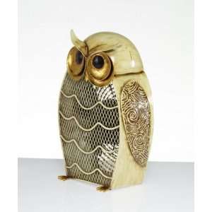 Snow Owl Figurine Fan (White) (14H x 8.25W) 