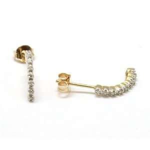  9ct Yellow Gold Diamond Half Hoop Earrings Jakob Strauss 