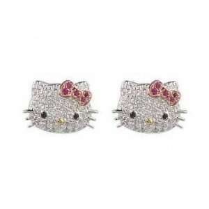 Hello Kitty DESIGNER STYLE Diamante Crystal & Rhinestone Pink Bow Stud 