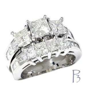  3.50CT Side Stone Diamond Ring Set 14K White Gold Jewelry