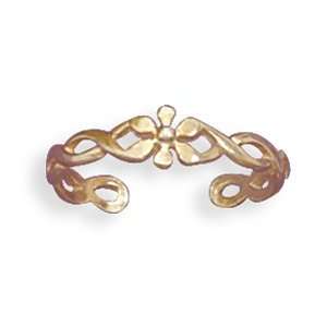  Silverflake  14 Karat Gold Plated Flower Toe Ring Jewelry