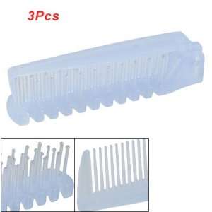   Blue Plastic Round Tip Teeth Foldable Pocket Hair Comb 3 Pcs Beauty