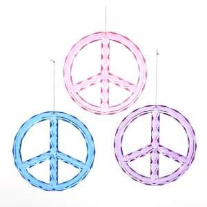   Pink, Blue and Purple Peace Sign Christmas Ornaments