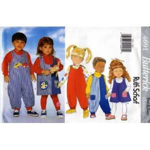Butterick Sewing Pattern 4691 Toddler Girls/ Boys Jumper & Jumpsuit 