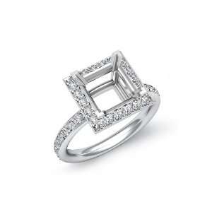 55Ct Pave Diamond Engagement Ring princess Setting, F   G Color, VS1 