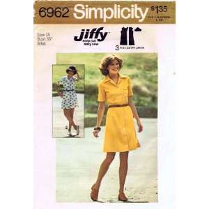 Simplicity 6962 Vintage Sewing Pattern Womens Shirtdress Front Button 