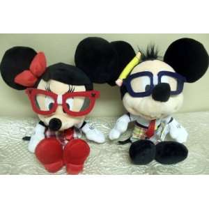   12 School Nerd Mickey and Minnie Mouse Plush Dolls Toys & Games