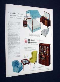 Heritage Henredon fine furniture 1949 print Ad  